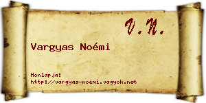 Vargyas Noémi névjegykártya