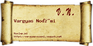 Vargyas Noémi névjegykártya